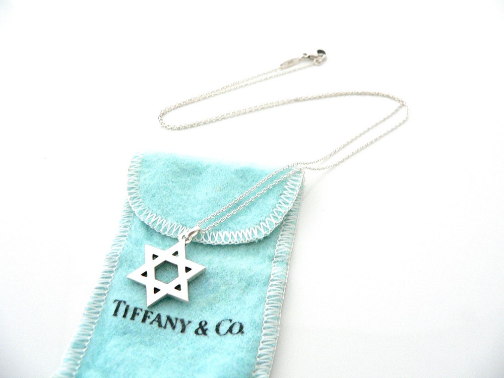 Tiffany & Co Star of David Necklace 18 Inch Long Chain Silver Gift Pouch Love