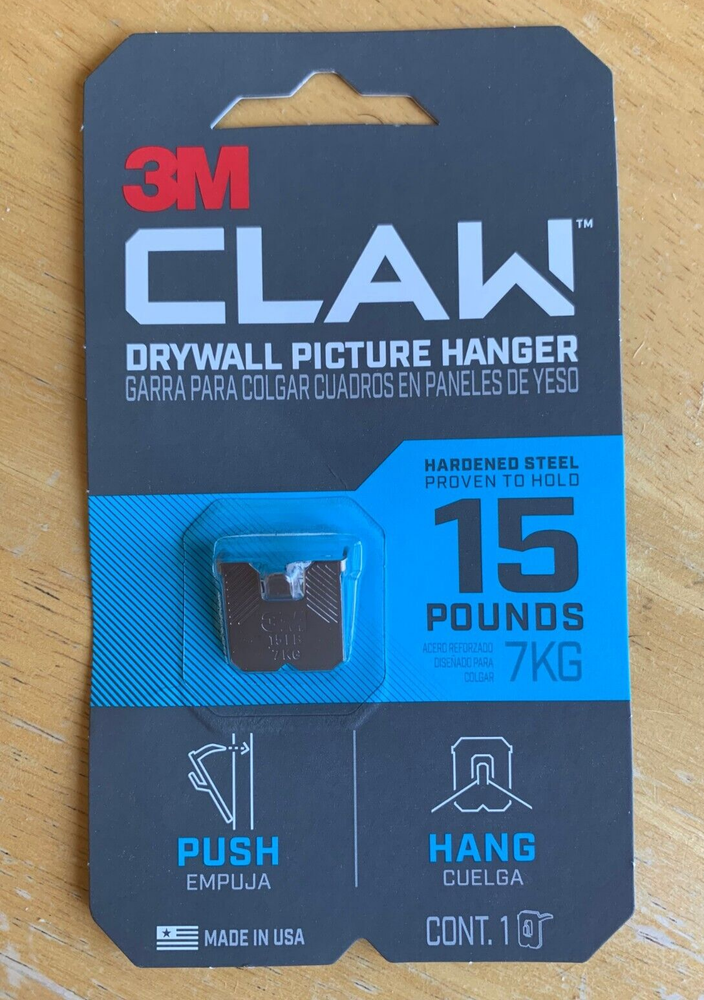 3M Claw Silver Drywall Picture Hanger 15 lb 1 pk Hang Artwork with EASE!