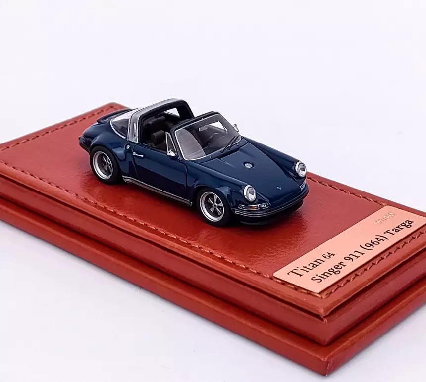 1:64 Porsche Singer 911 964 Targa Dark Blue Resin Diecast Model