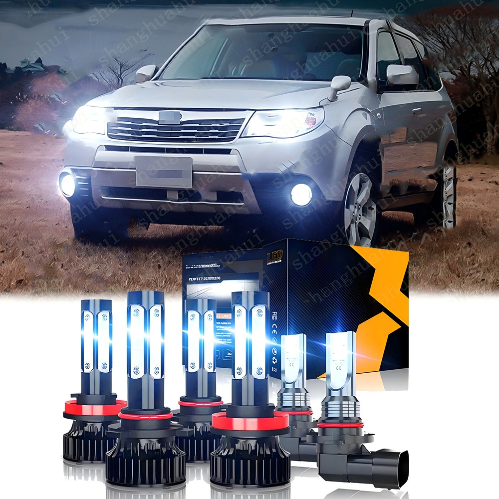 For Subaru Forester 2009-2013 6000K Combo LED Headlight Hi/Lo + Fog 6X Bulbs Kit