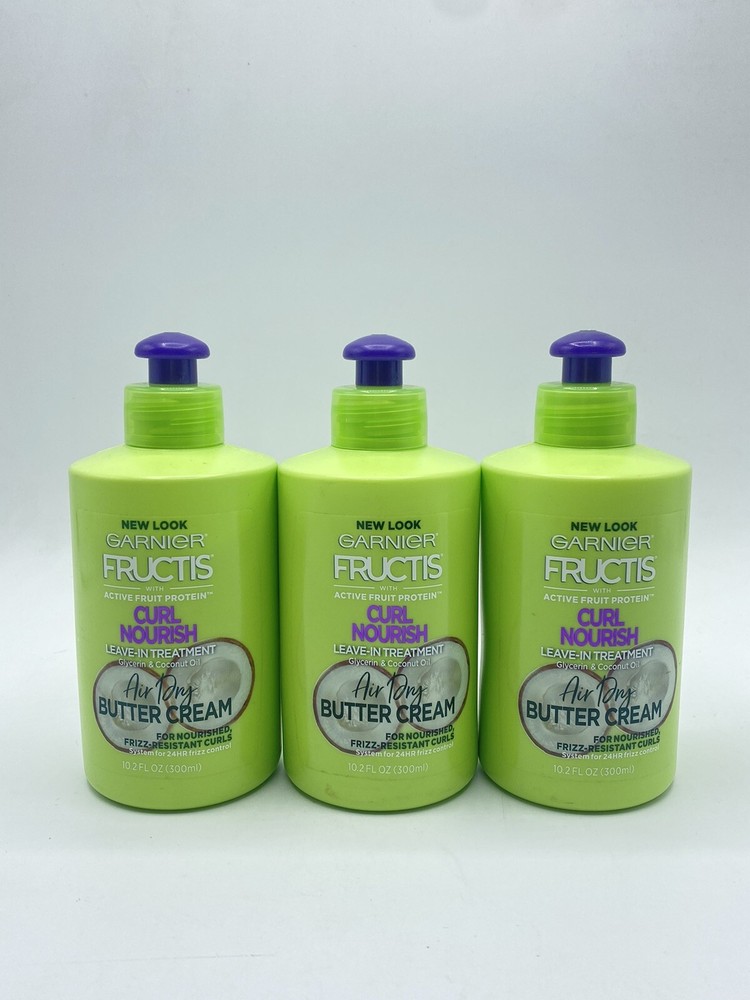 3 Garnier Fructis Curl Nourish Leave-in Treatment Air Dry Butter Cream 10oz Each