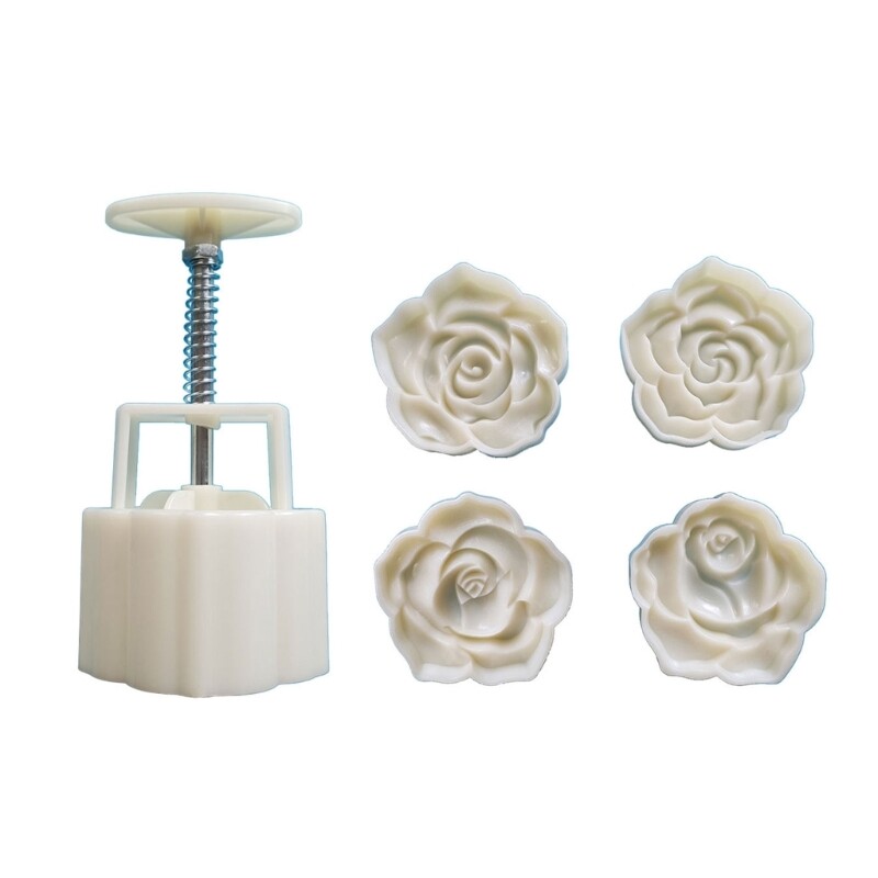 Rose Flower Mooncake Press Mold Cookie Stamp Baking Decor Tool
