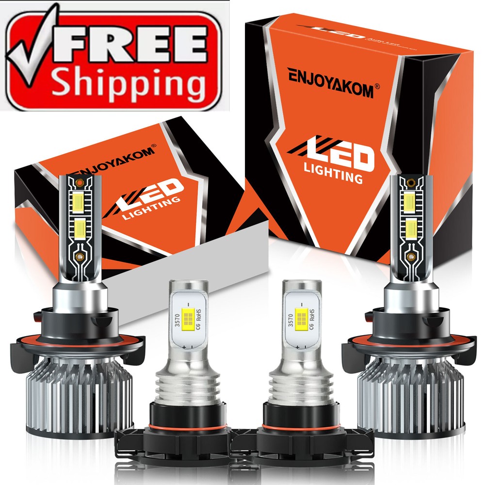 Combo LED Headlight High/Low Beam+Fog light Bulbs 6500K For GMC Yukon 2007-2014