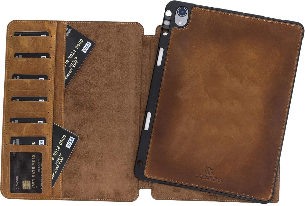 Venito Parma Magic Tablet Wallet Compatible with iPad Pro 11, Antique Brown