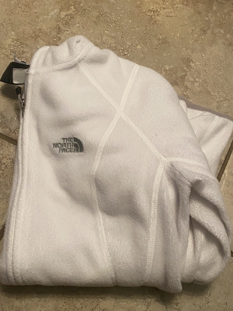 Womens Sz M Polartec White with Grey Jacket Pretty Northface Lightweight