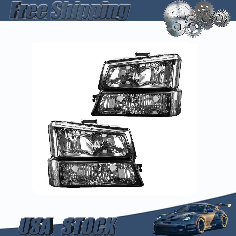 For 03-06 Chevrolet Avalanche 1500/2500 Headlights Assembly Headlamp Pair Set US