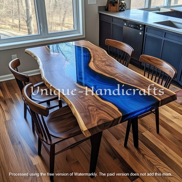 Blue River Dining Table, Acacia Wood Made To Order, Handmade Furniture Decors