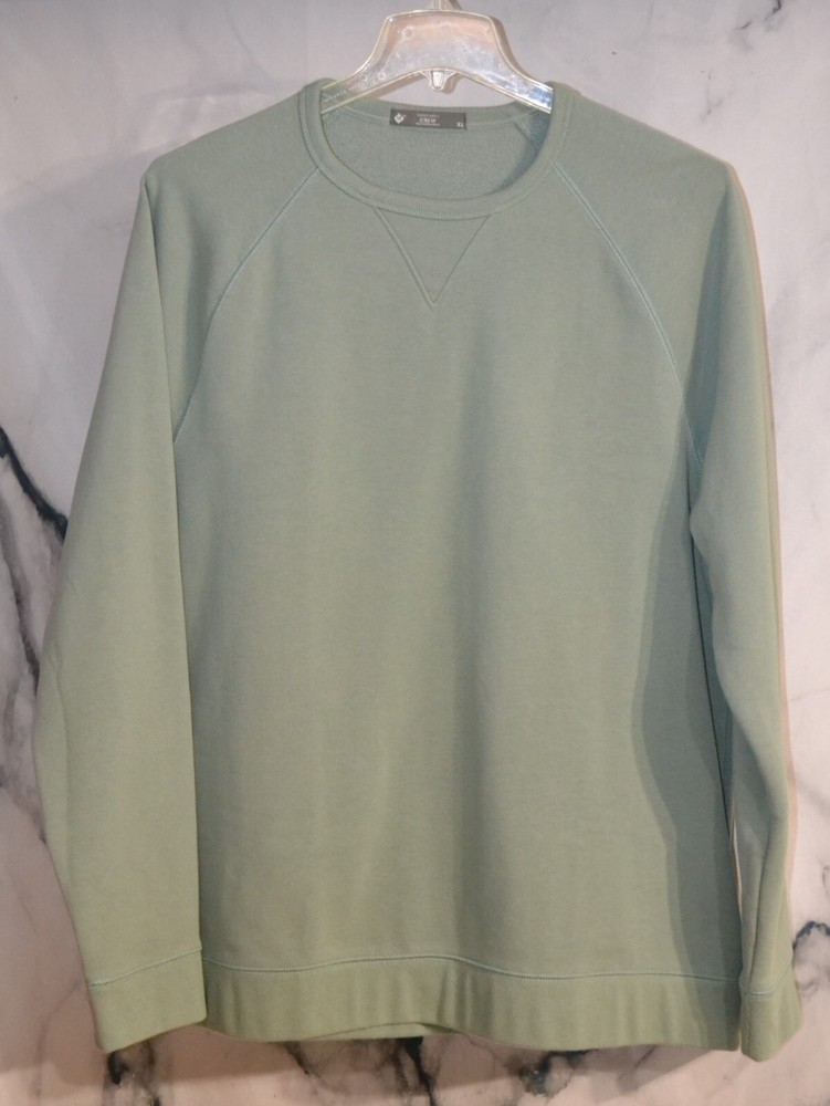 MEMBERS MARK Gray Green French Terry Crewneck Sweatshirt XL Cotton Blend Long Sleeve-image