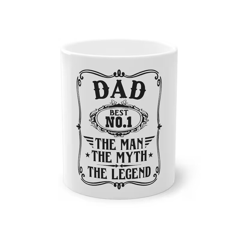 Personalized Fathers Day Mug 11oz, Funny Coffee Cup for Dad, Custom Design, 2024