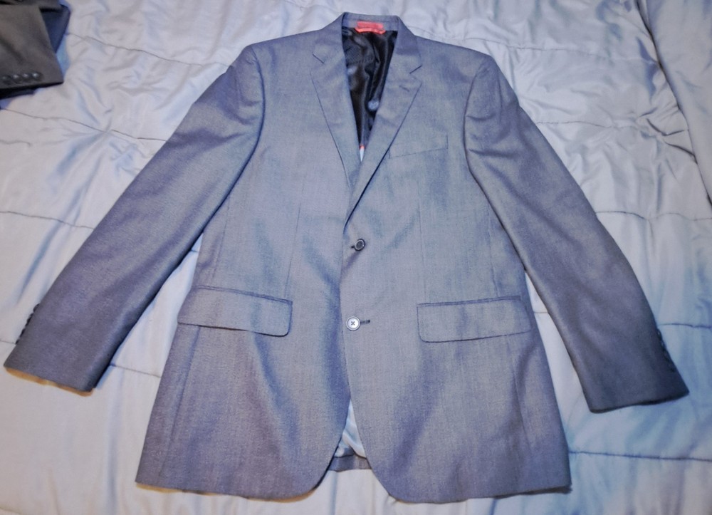 Macy's Alfani Men's Slim Fit Blazer Sport Coat 42R Gray Poly Blend