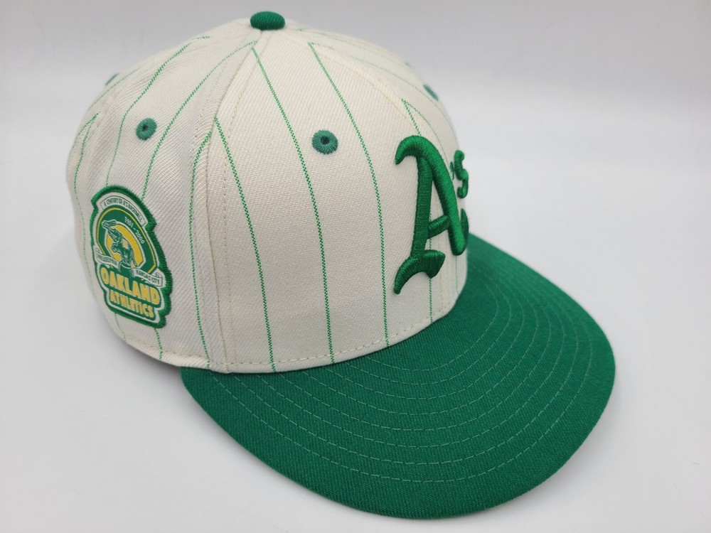 Oakland Athletics A's Pinstripes 100th New Era 59Fifty Fitted 7 1/4 Hat Cap