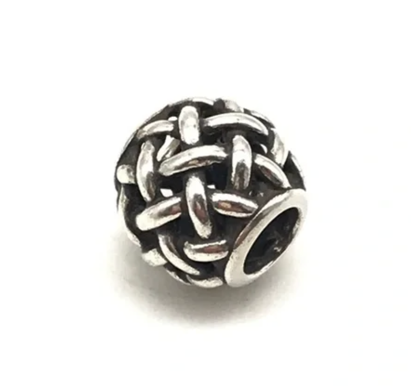 Pandora 925 Sterling Silver Woven Openwork Retired Bead Charm