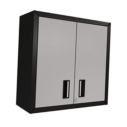 Floating Garage Storage Cabinet - Heavy-Duty Wall Mount Steel Black and Grey