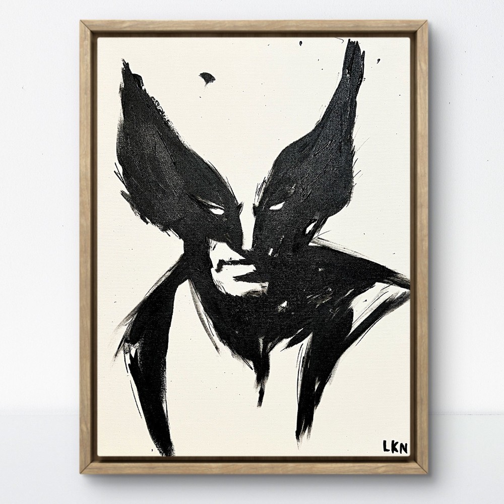 Laeknapes Wolverine Marvel Abstract Art 12X16 Canvas Expressionist Monochromatic