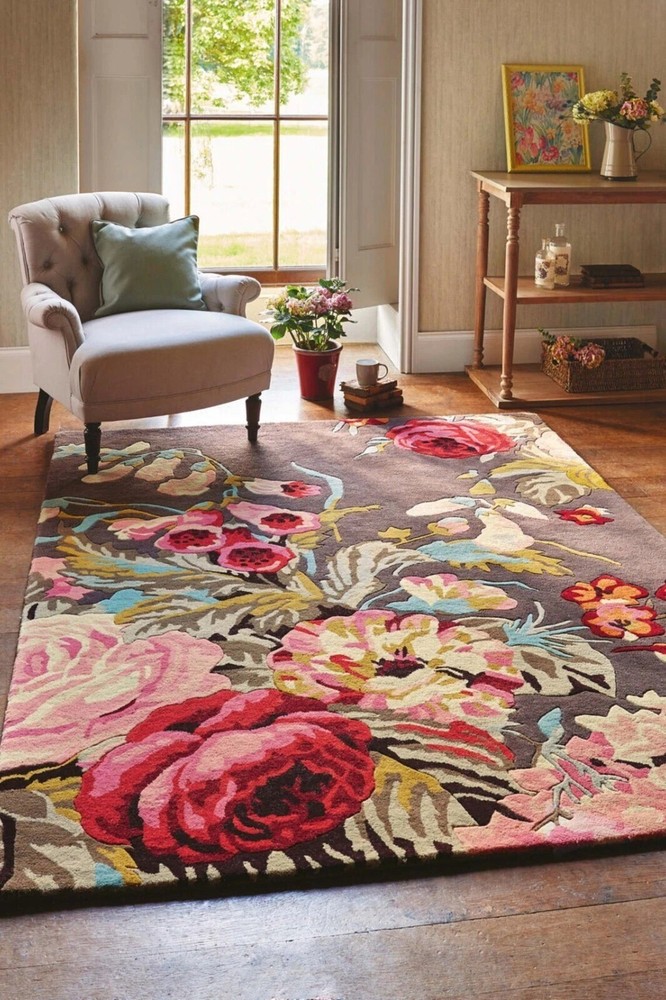 New Authentic Traditional Multi Colored Floral Rug 100% Wool Hand Tufted Carpet