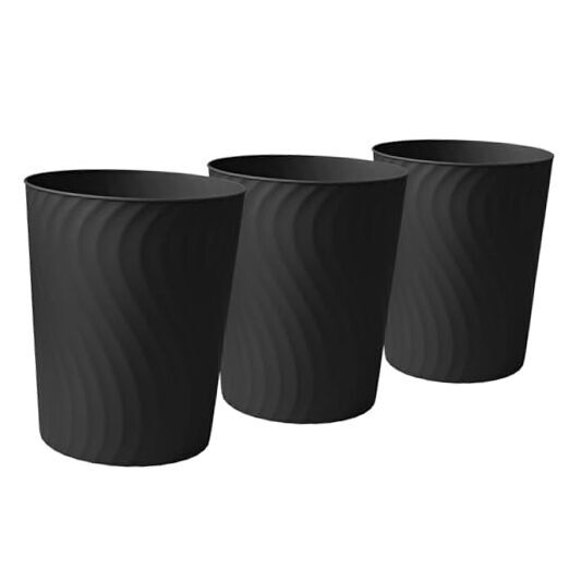 Small Trash Can, 3 Pack 1.8 Gallons Bathroom Trash Can, Slim Waste Black-3Pack