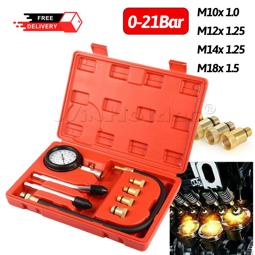 Petrol Engine Cylinder Compression Tester Kit Automotive  Kit Adapter M10 to M18