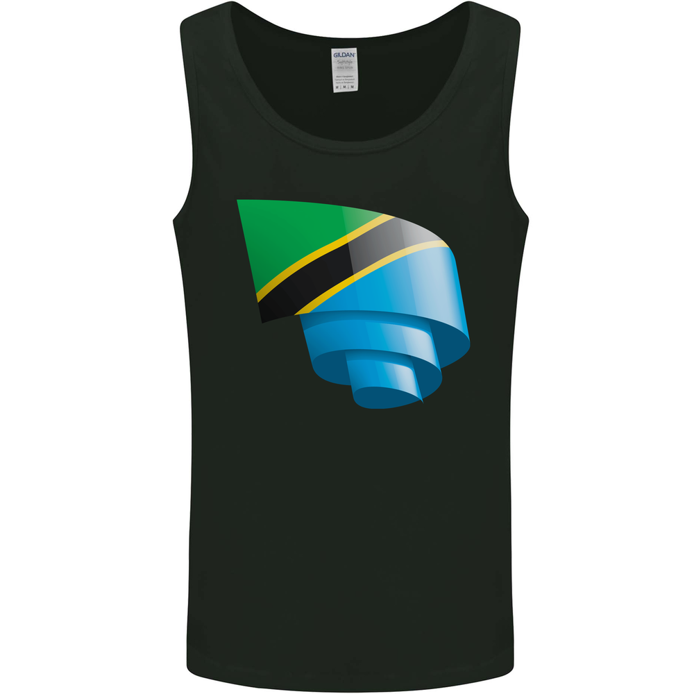 Curled Tanzania Flag Tanzanian Day Football Mens Vest Tank Top