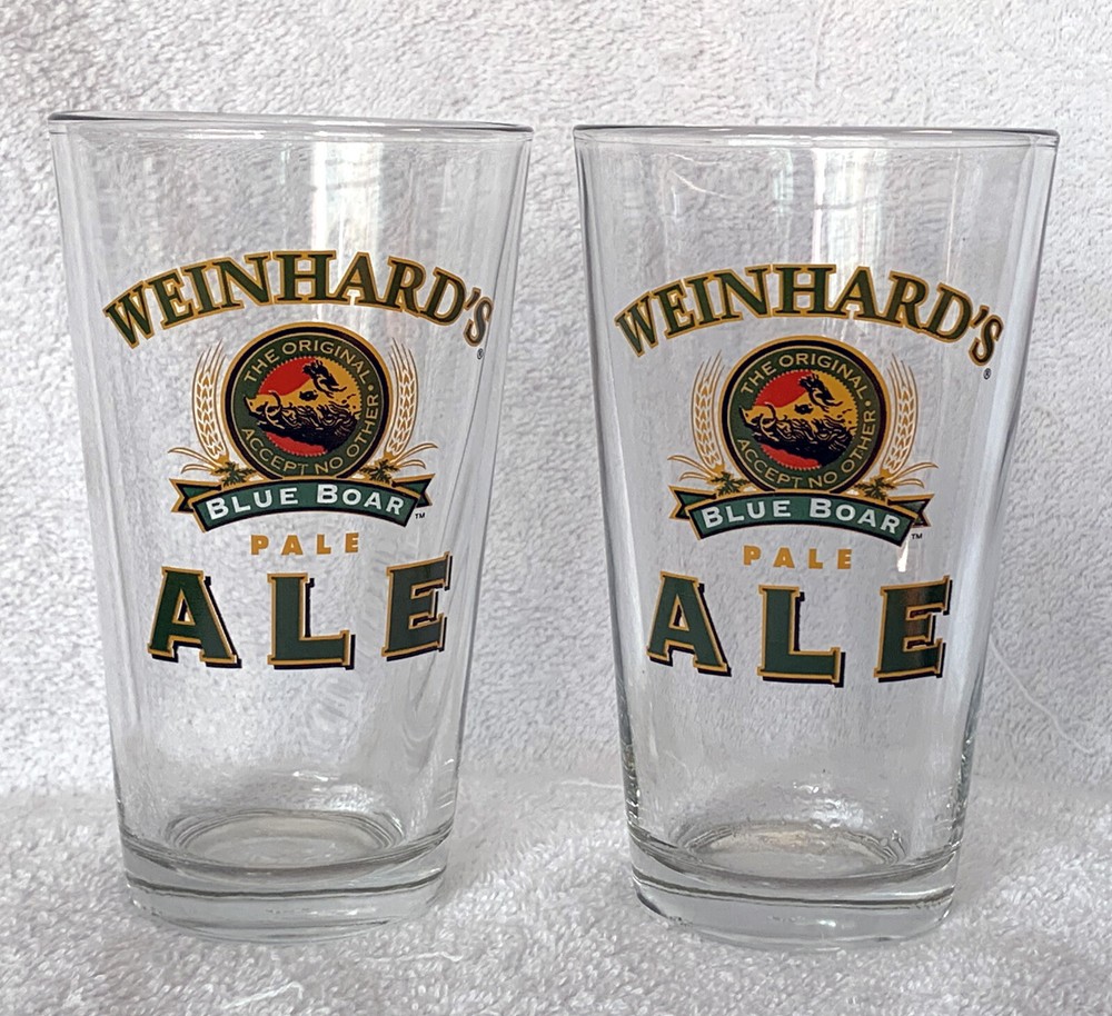 Original Weinhard Blue Boar Ale Pint Glasses 2-Pack