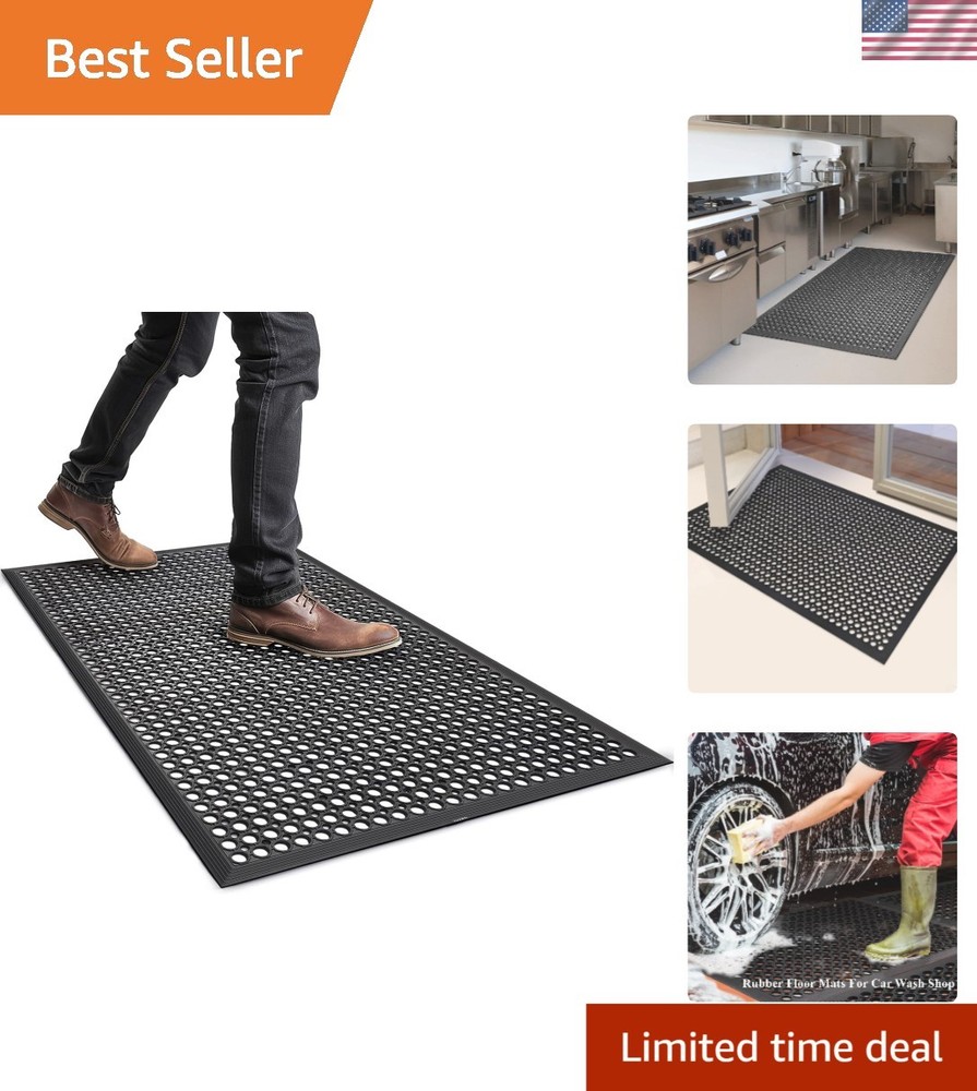 Rubber Floor Mat Non Slip Anti Fatigue Drainage Kitchen Restaurant Heavy Duty...