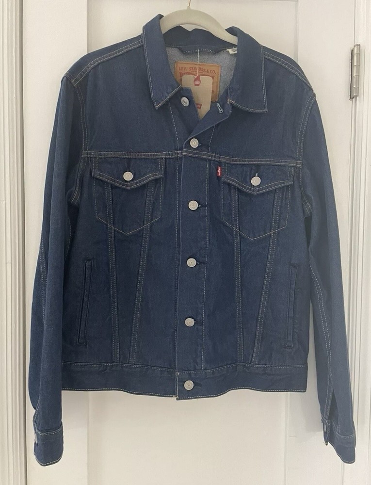 Levi's Strauss & Co. Blue Jean Denim Trucker Jacket Size: Small Red Tab NWT!