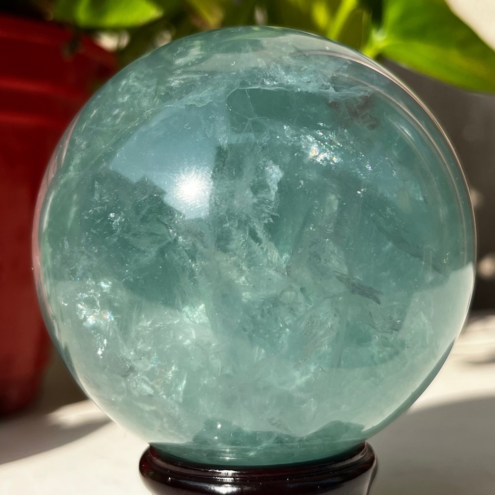 634g Natural Green Fluorite Quartz Ball Crystal Sphere Meditation Healing