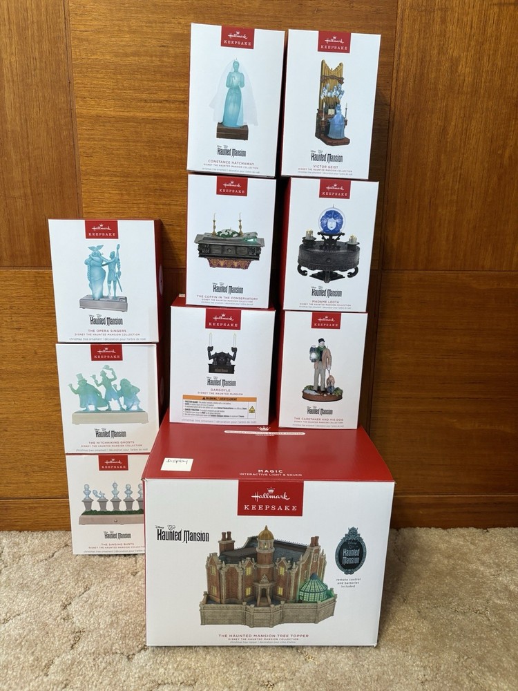 Hallmark Keepsake Haunted Mansion 10 Piece Set Magic Light Sound