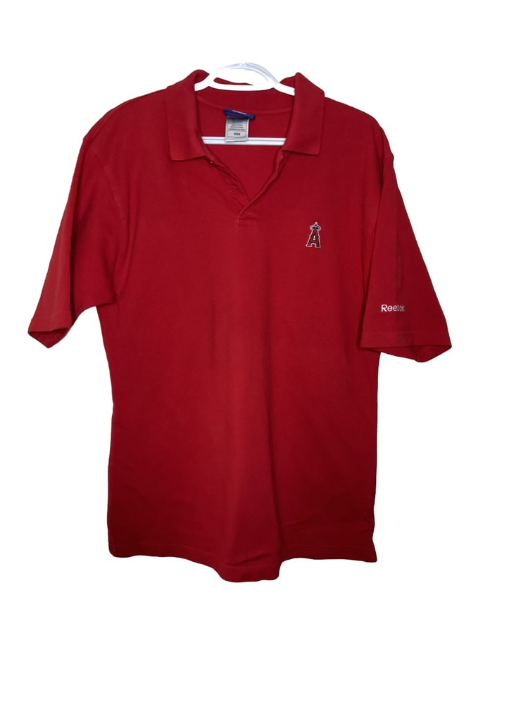 Men’s Reebok Anaheim Angels Red Size M Medium Polo Casual Shirt Short Sleeve