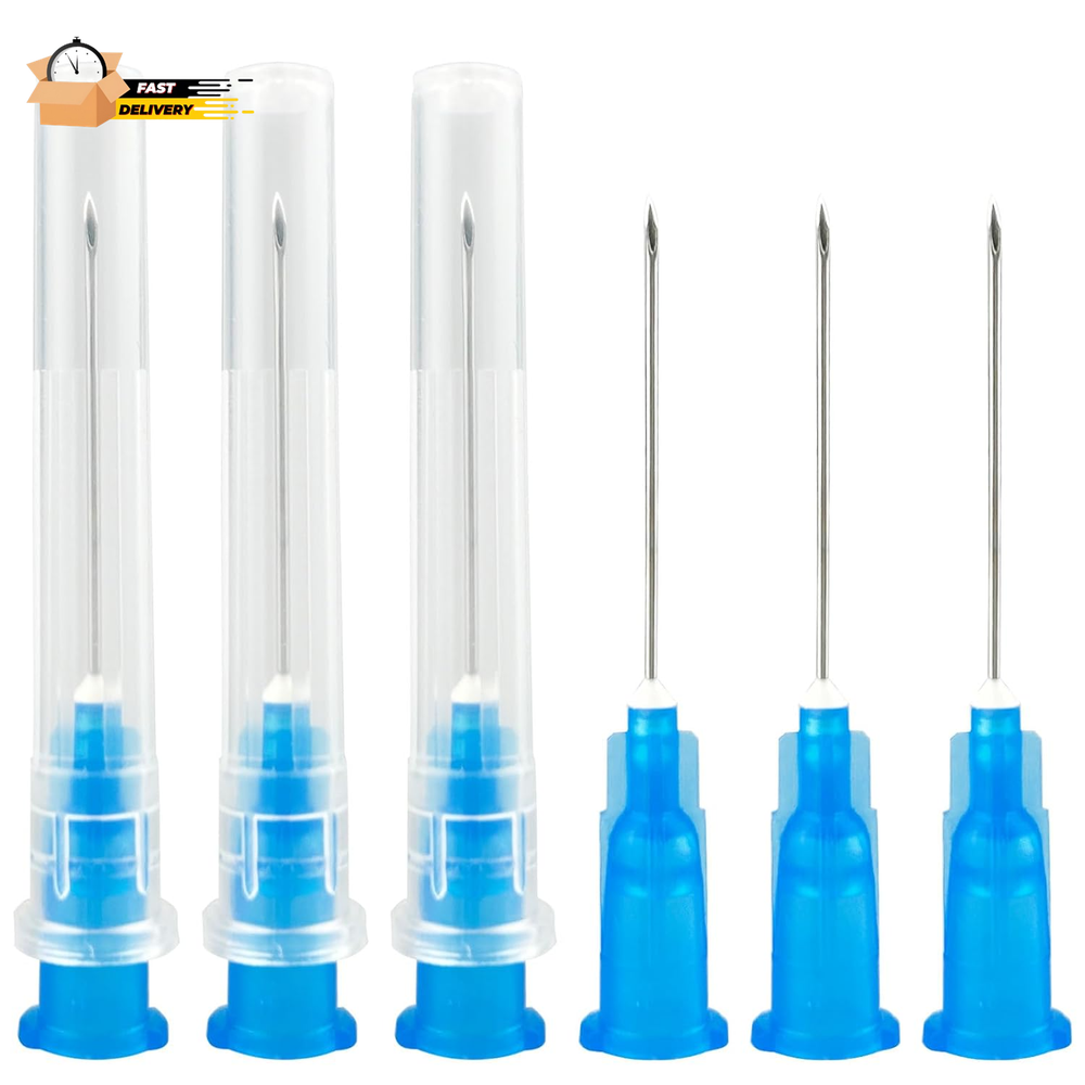 100Pack -23Ga 1Inch(25Mm) Dispensing Needle,Individual Package of Injection Syri