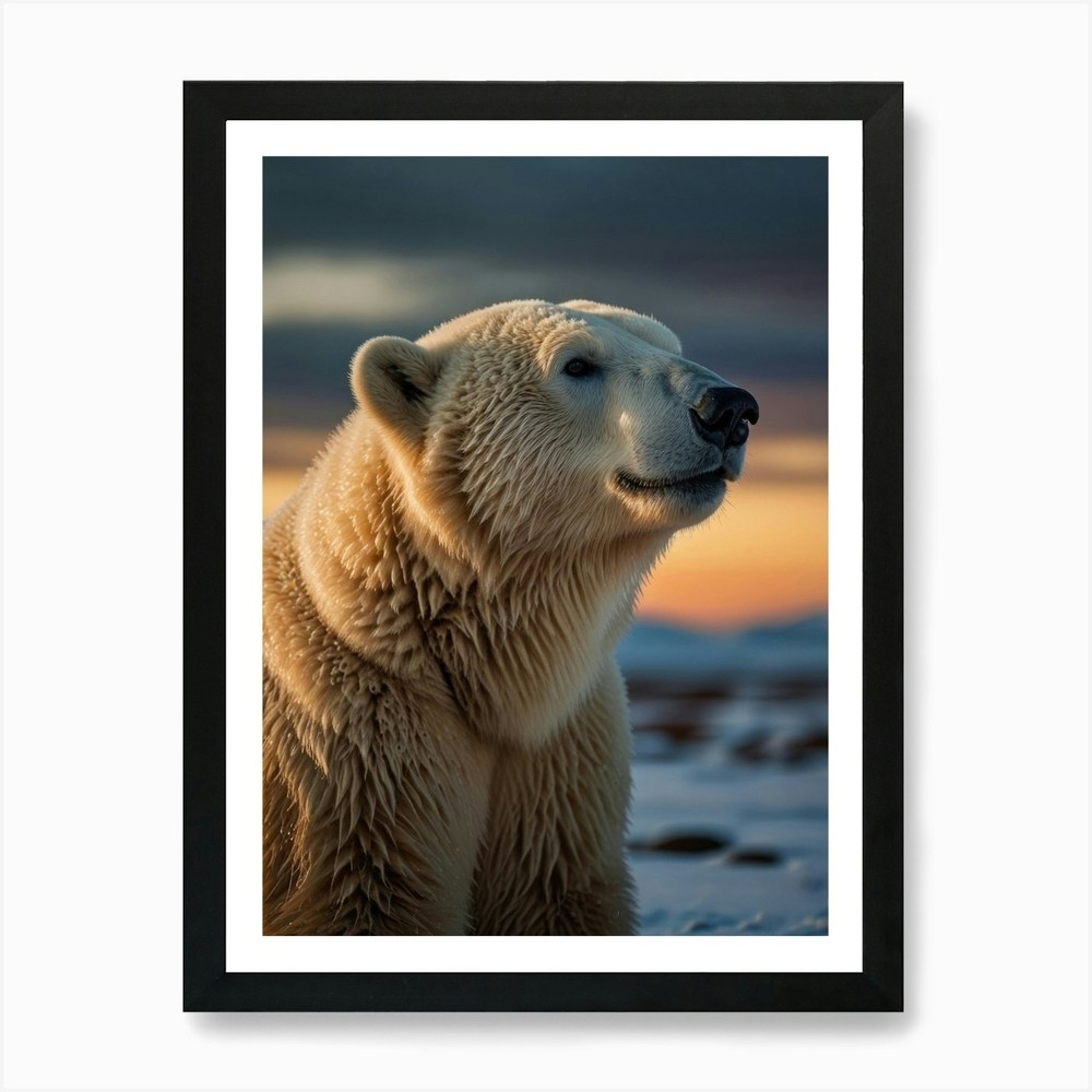 Polar Bear 5 Framed Art Print Canvas Wall Decor Poster