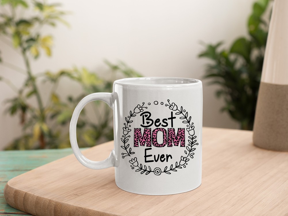 Pink Leopard Best Mom Ever Flower Mug for Mother's Day