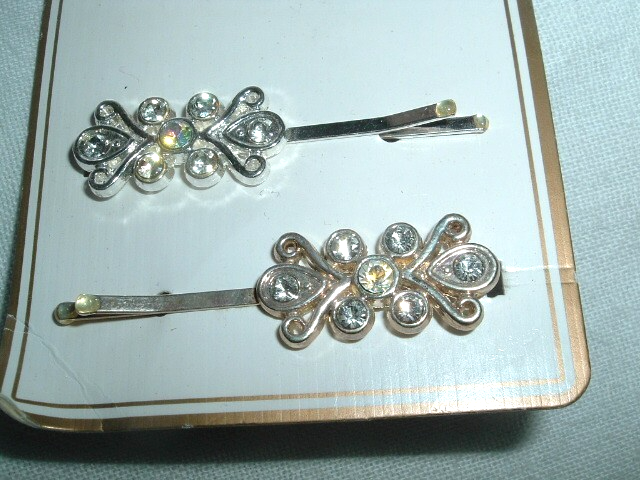 Rhinestone Floral Bobby Pins and Oblong Hair Clip by Conair Brand New