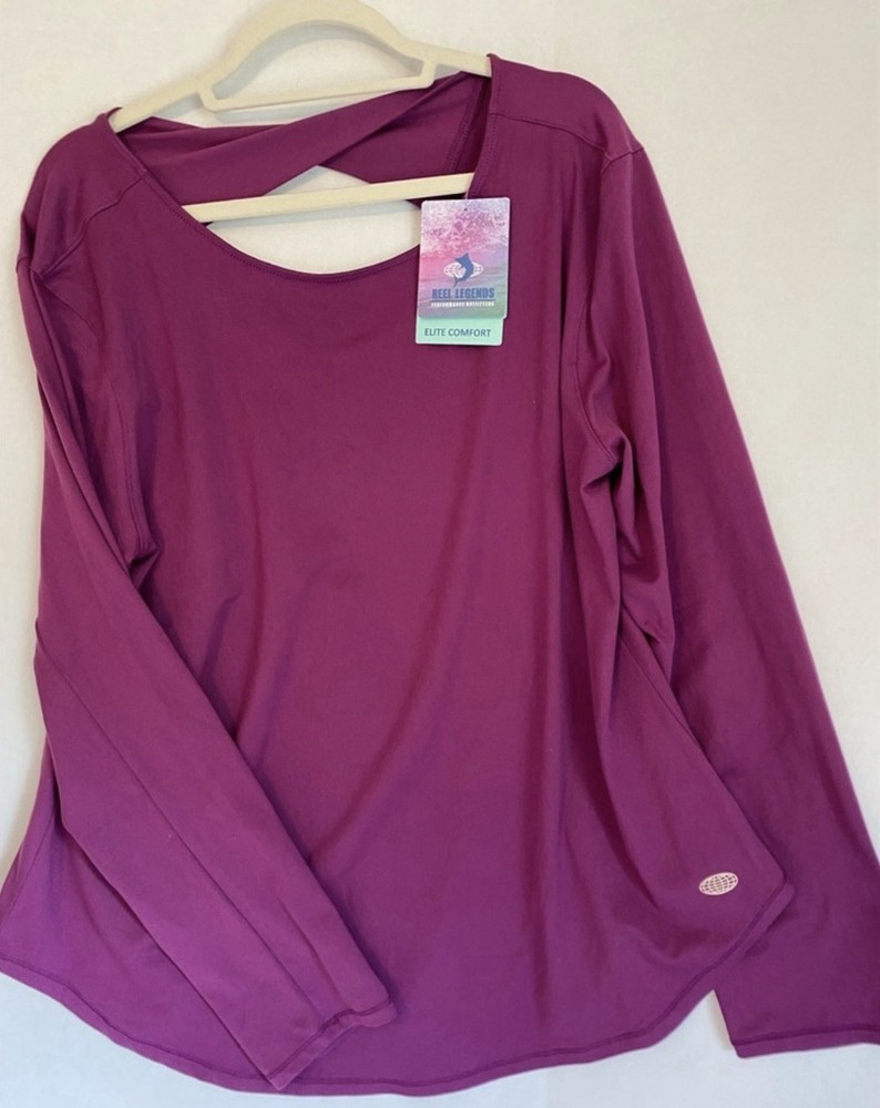 Reel Legends NWT UPF 50 Long Sleeve Performance Shirt Purple Elite Comfort Women