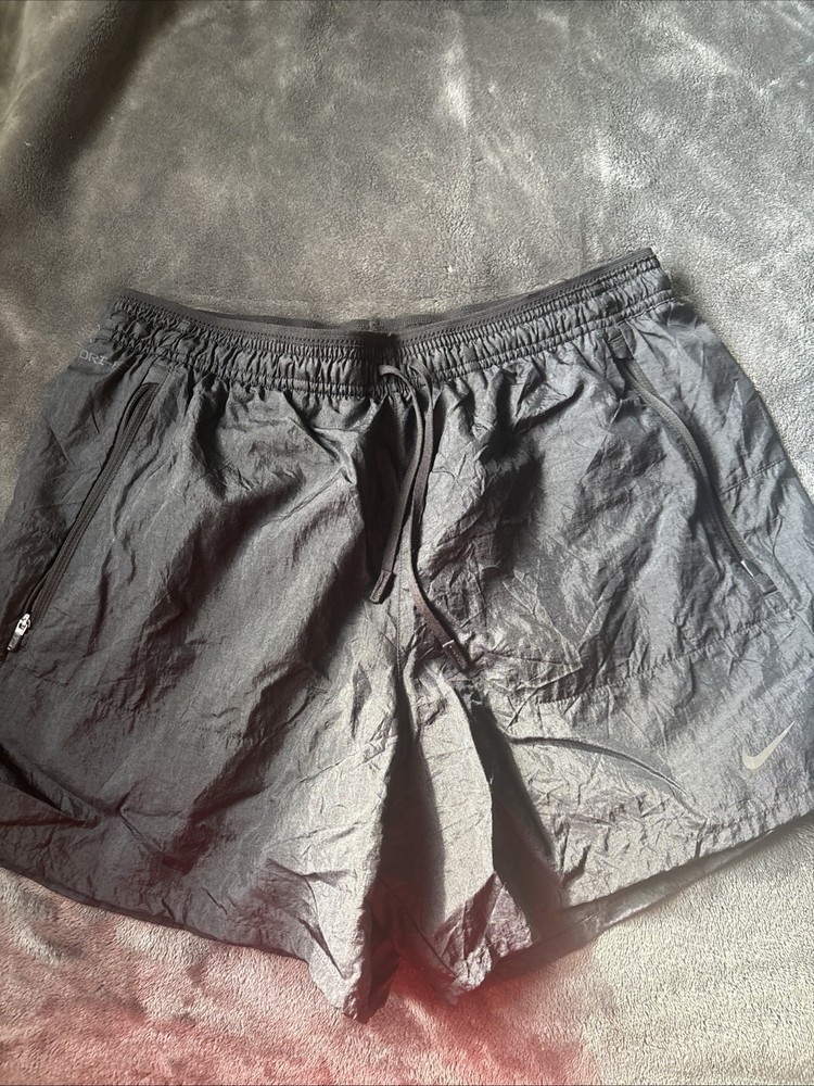 Mens Nike Running Shorts Size Medium Dri Fit Black Green