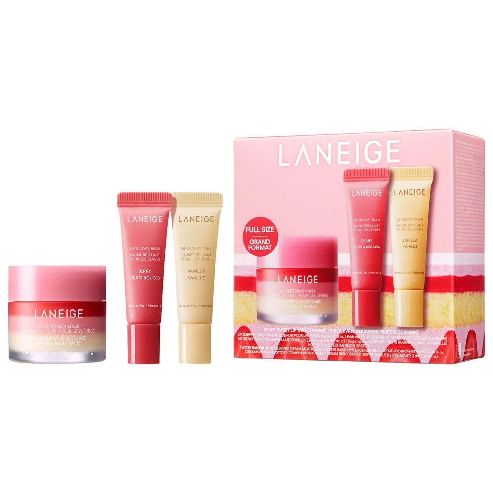 LANEIGE Berry Sweet Lip Treatment Minis Trio Set Mask Strawberry Shortcake 💕💘