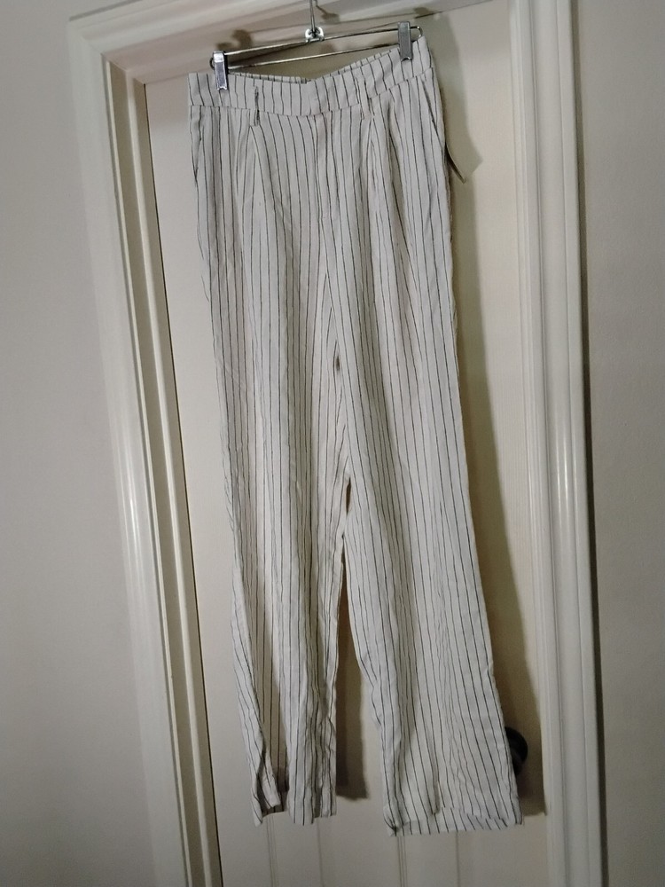 A New Day Womens High-Rise Linen Striped Pants Size 4L