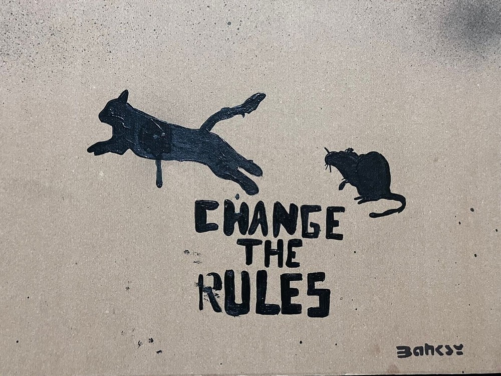 Banksy COA Art Drawing Painting Vintage Handmade Signed Original Paper