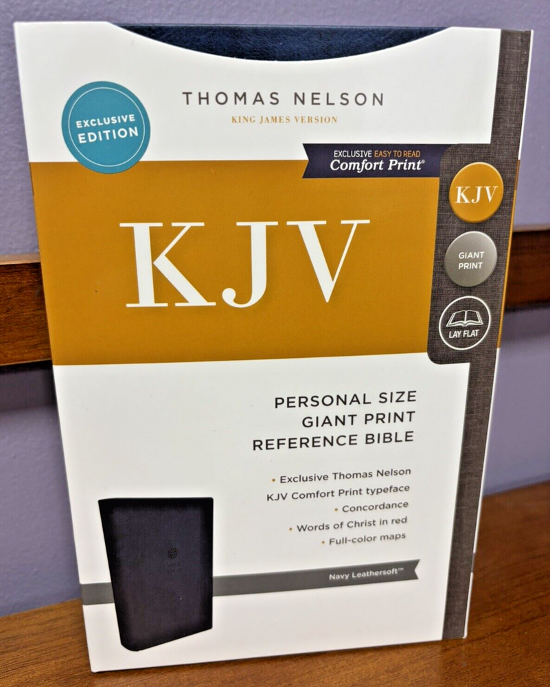 KJV Personal Size Giant Print Reference Bible Navy Blue Leathersoft NEW!