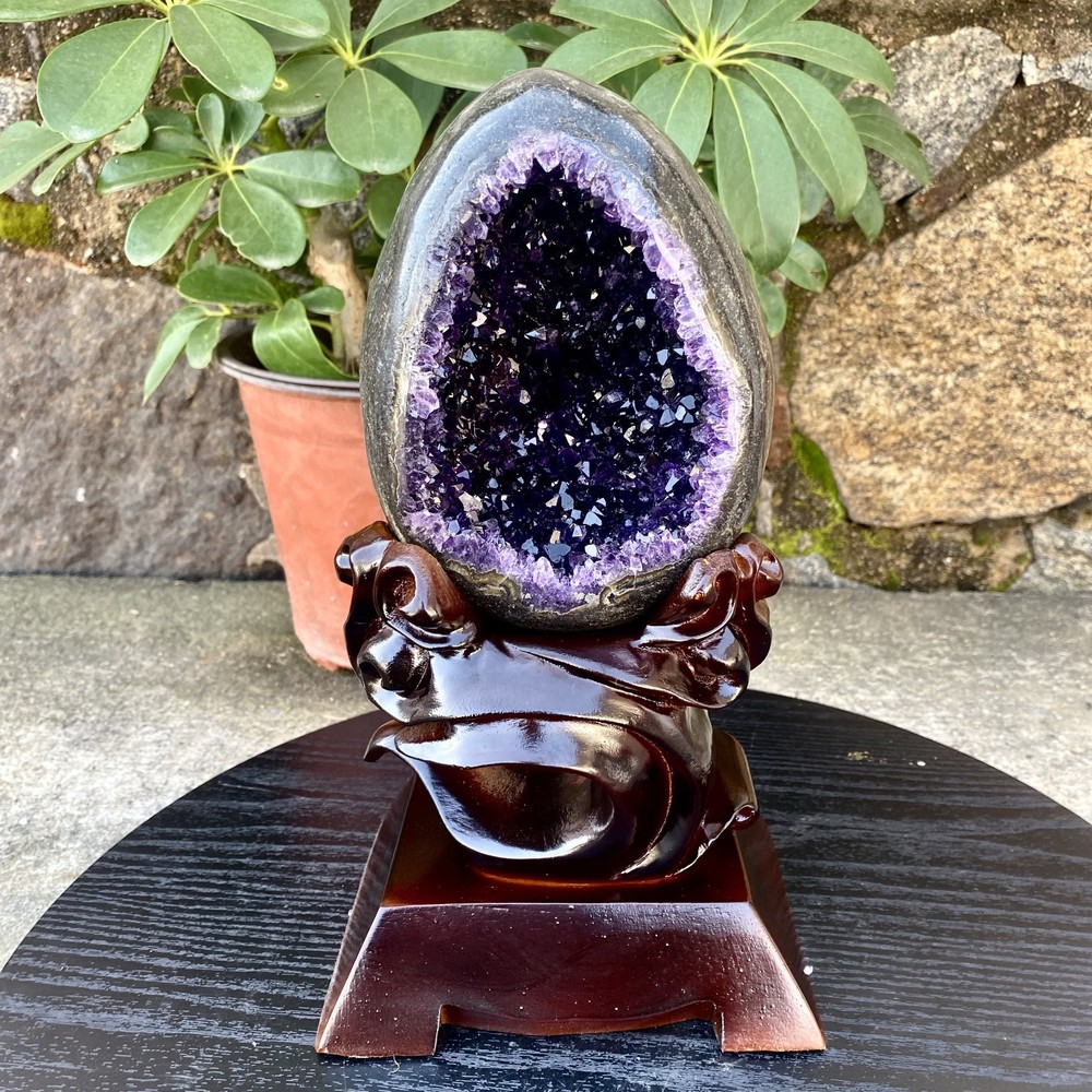 6LB  Natural amethyst Dinosaur egg Quartz Crystal Mineral Reiki Healing+base-