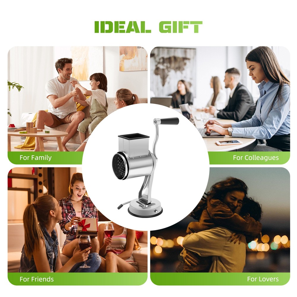 Metal Rotary Fruits Grater Hand Drum Slicer Crank Vegetable Chopper 5 Blades