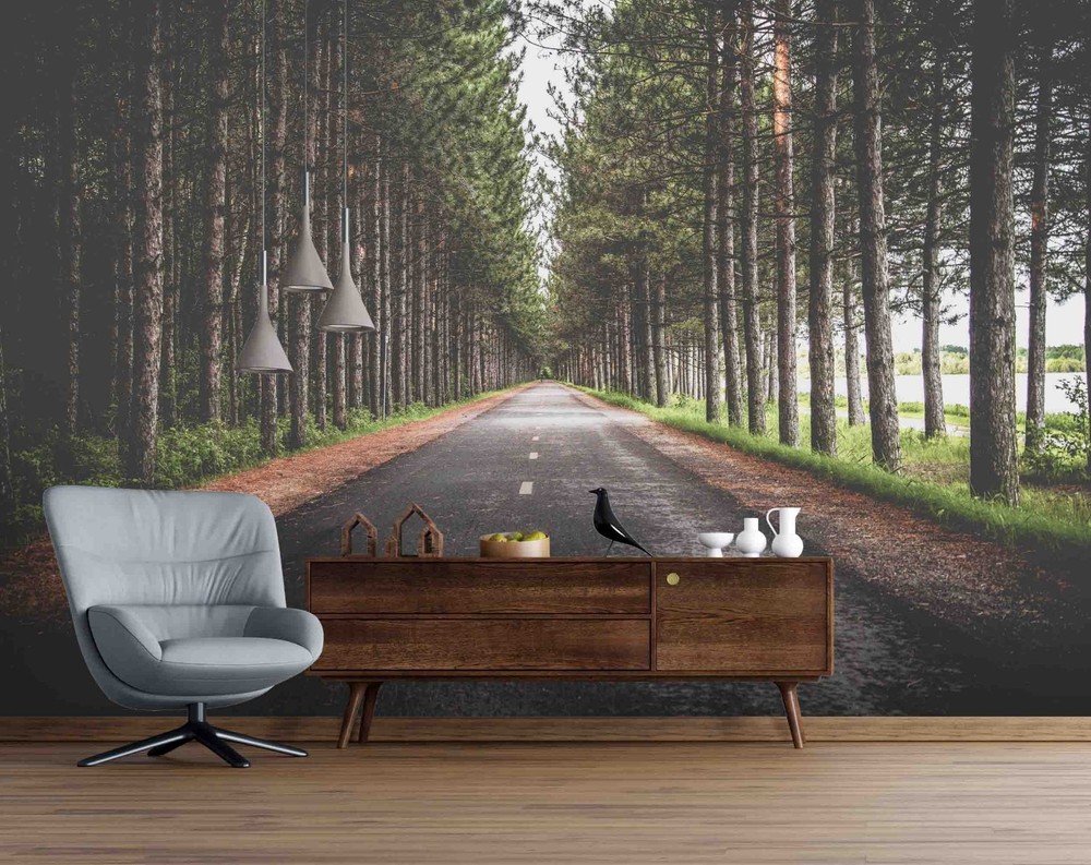 3D Pine Forest Road Landscape Wall Murals Wallpaper Murals Wall Sticker