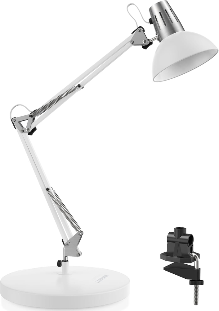 Metal Desk Lamp, Adjustable Goose Neck Architect Table Lamp with On/Off Switch,
