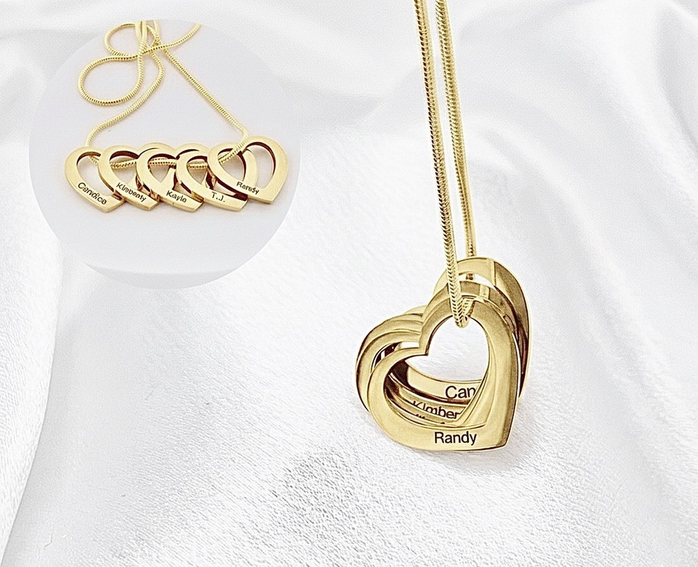 Gold Necklace With Personalized Children Or Grandchildren Names