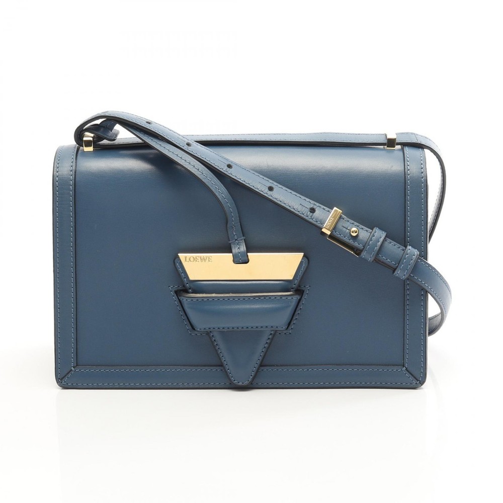 LOEWE Barcelona Crossbody Shoulder Bag leather Blue Used Women