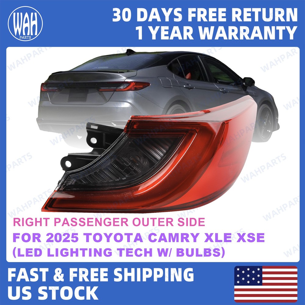 For 2025 Toyota Camry XLE XSE Right Passenger Outer LED Tail Light Assembly Lamp