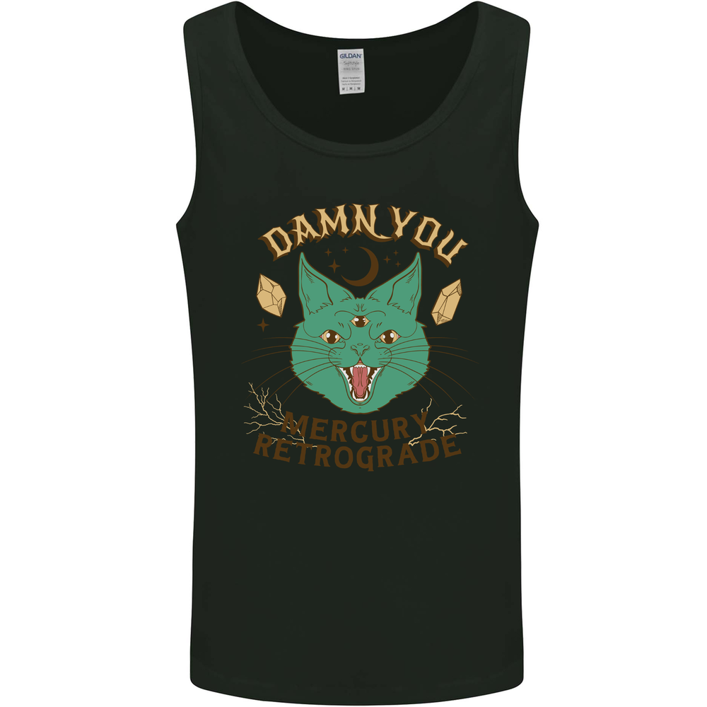 Evil Cat Damn You Mercury Retrograde Mens Vest Tank Top