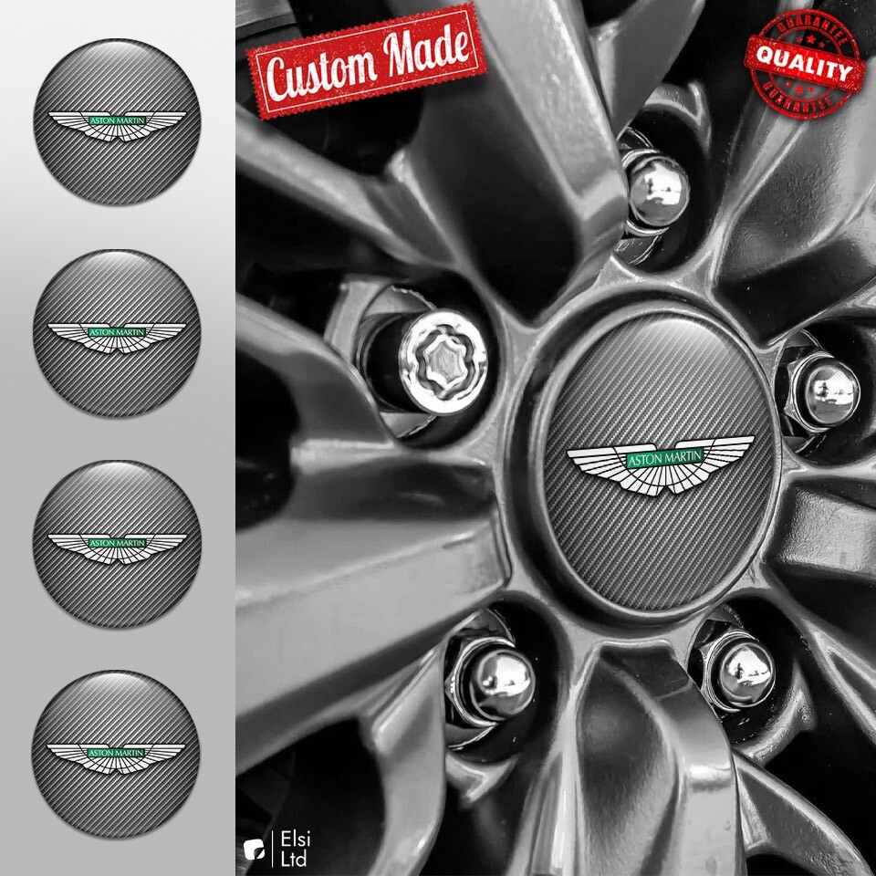 Aston Martin Decals | 4pcs Set Wheel Cap Stickers | Custom Made Rim Emblems