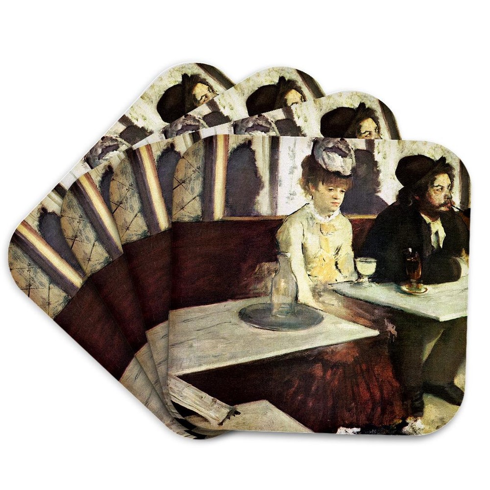 3dRose Edgar Degas Absinthe Design Coaster Set for Drinks
