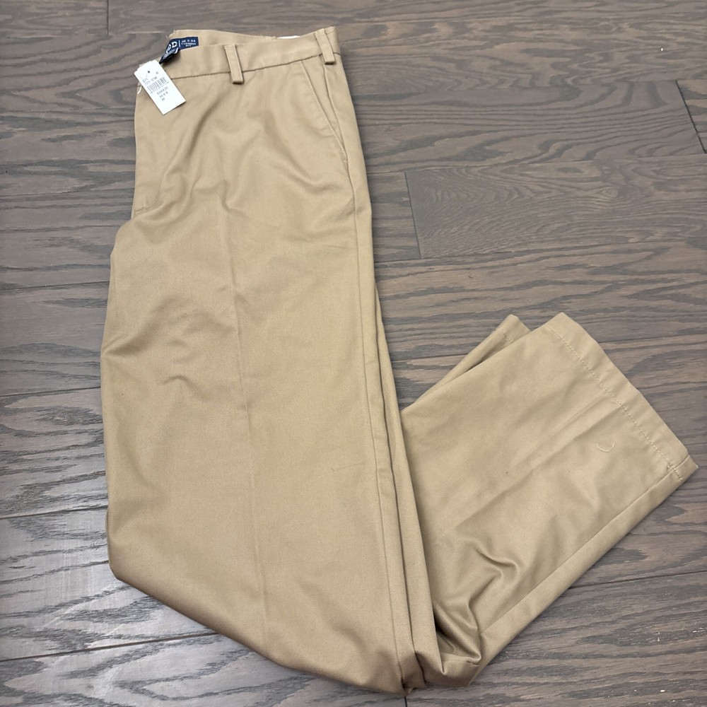 IZOD Pants Mens 36x34 American Chino Classic Straight Flat Front Brown NWT