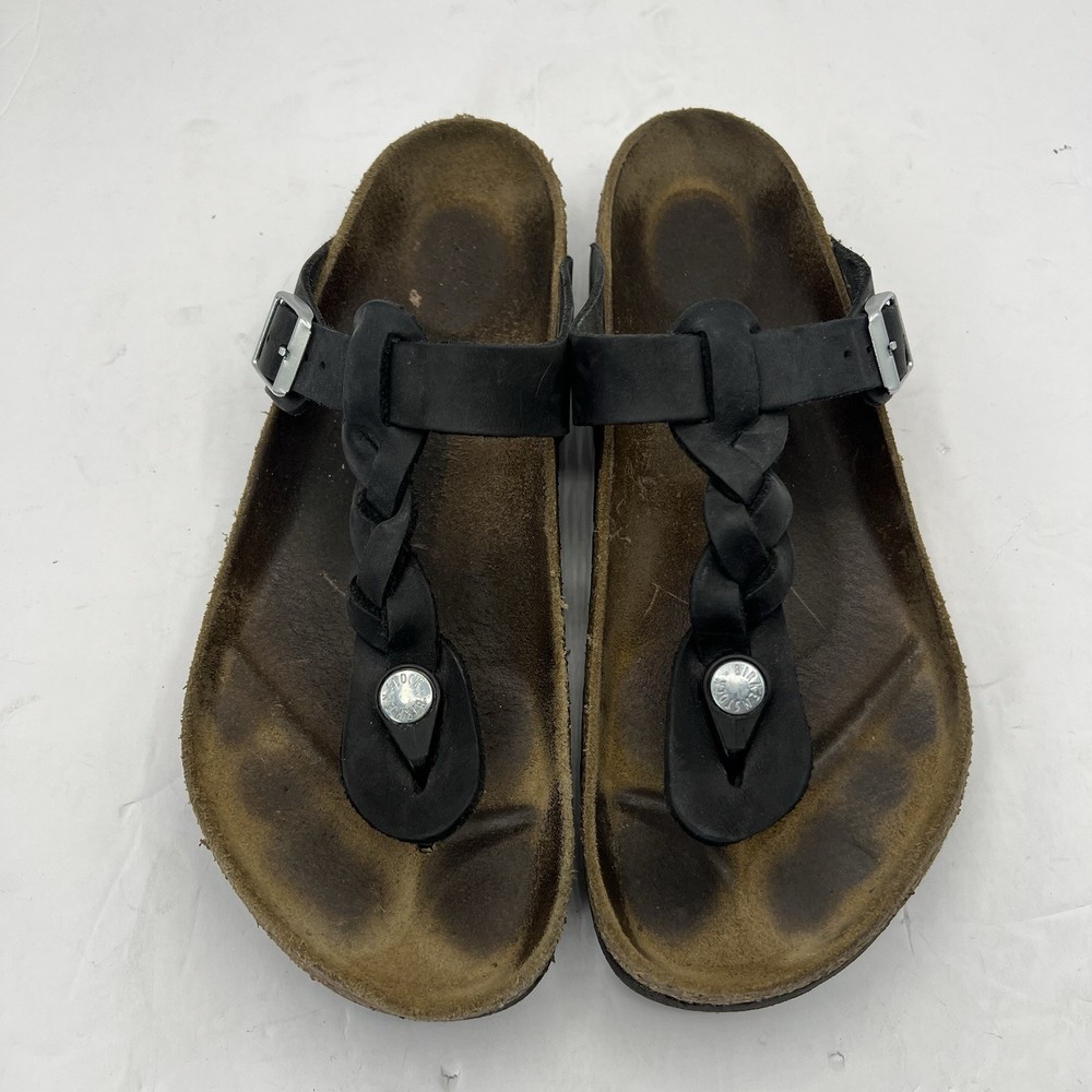Birkenstock Gizeh Braided Black Leather Thong Sandals Women’s 39 (8)